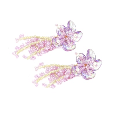 1 Pair Romantic Niche Beaded Floral Tassel Earrings h5 Picture5