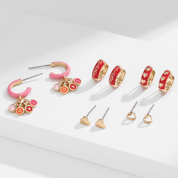 1 paire de boucles d&#39;oreilles en alliage pour femme, série romantique, motif cœur mignon