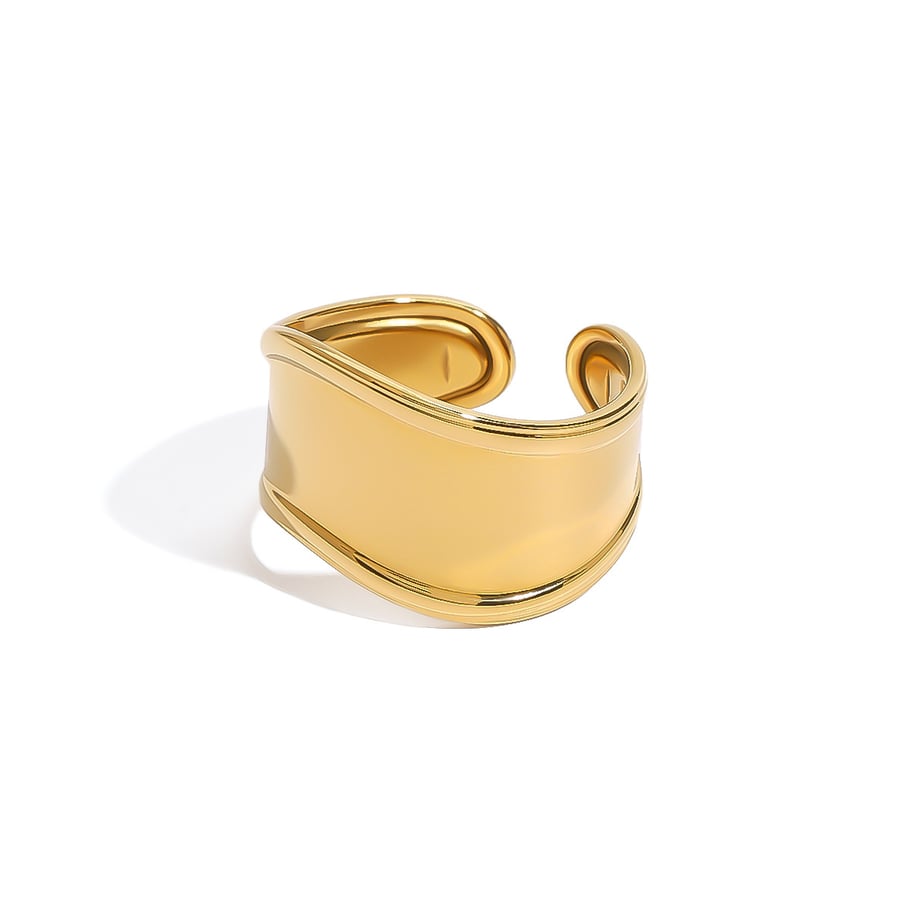 1 Piece Simple Series Irregular Annular Shape Stainless Steel Gold Color Women's Single Rings Picture6