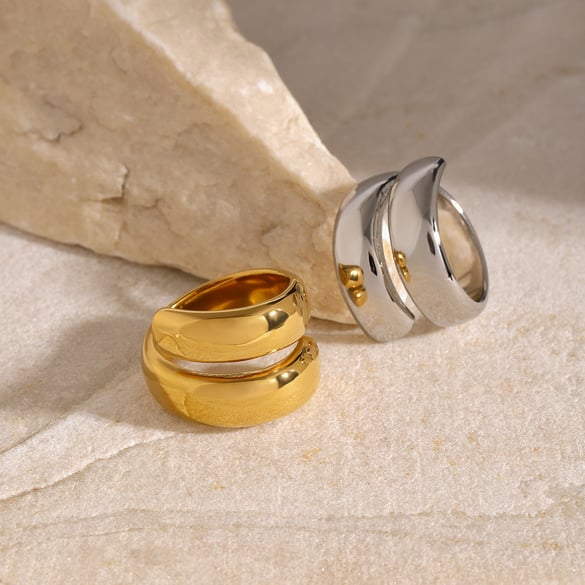 1 Piece Simple Style Geometric Shape Stainless Steel 18K Gold Plated Women's Adjustable Rings 2