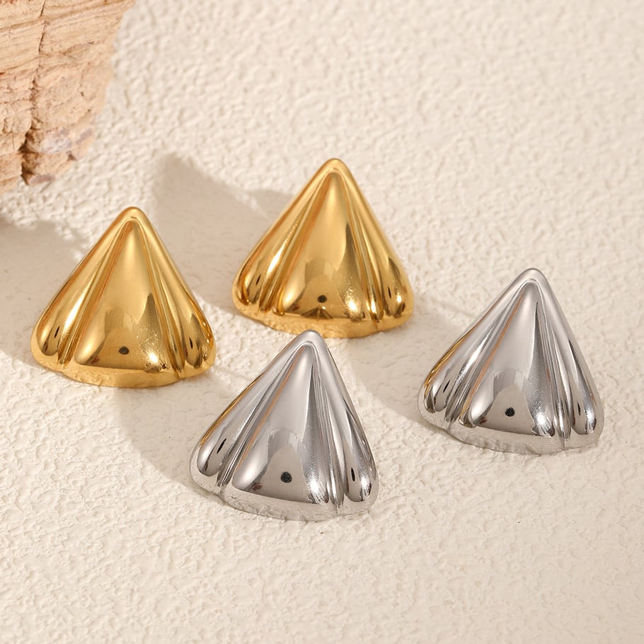 1 Pair Minimalist Series Ins Style Triangular Stainless Steel Gold Color Women's Stud Earrings Picture3