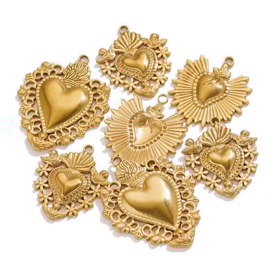 1 par de colgantes de acero inoxidable con forma de corazón para mujer, serie simple h5 Imagen6