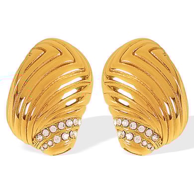 1 Pair Simple Series Simple Geometric Stainless Steel 18K Gold Plated Rhinestone Women Stud Earrings h5 Picture6