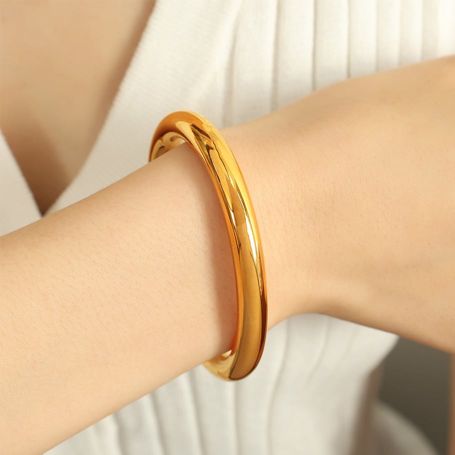 1 Piece Simple Series Classic Solid Color Stainless Steel 18K Gold Plated Women Bangles Picture5