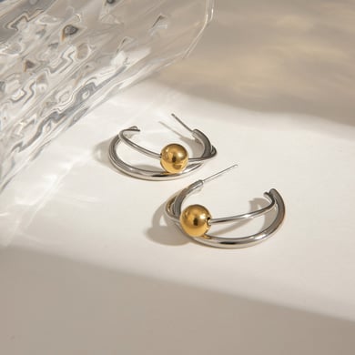 1 Paar einfache Serie Ins Style Ringförmige Creolen aus Edelstahl in Goldfarbe für Damen h5 Bild4
