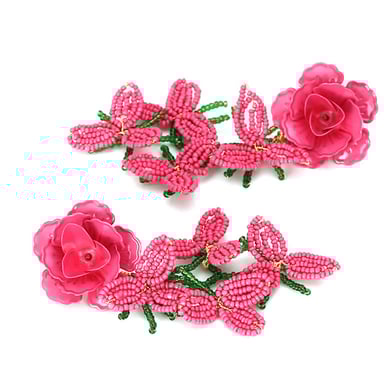 1 Pair Exaggerated Bead Tassel Floral Drop Earrings h5 Picture4