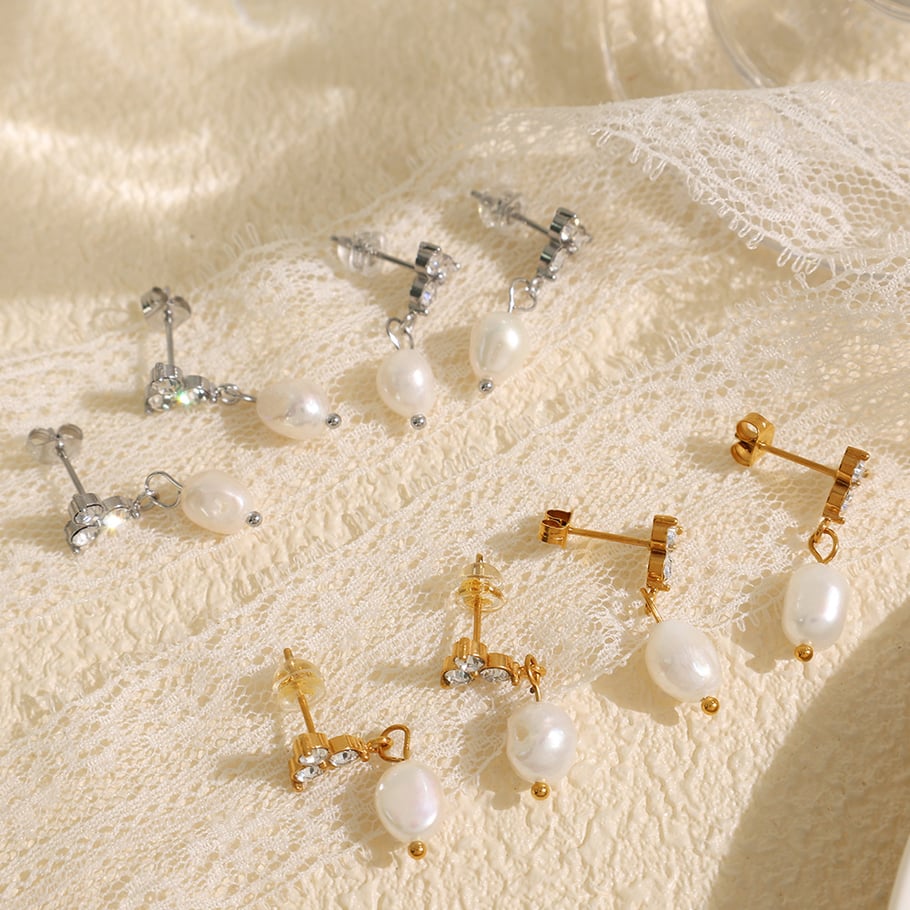 1 Pair Classic Series Retro Droplet Stainless Steel Gold Color Women's Drop Earrings Picture6