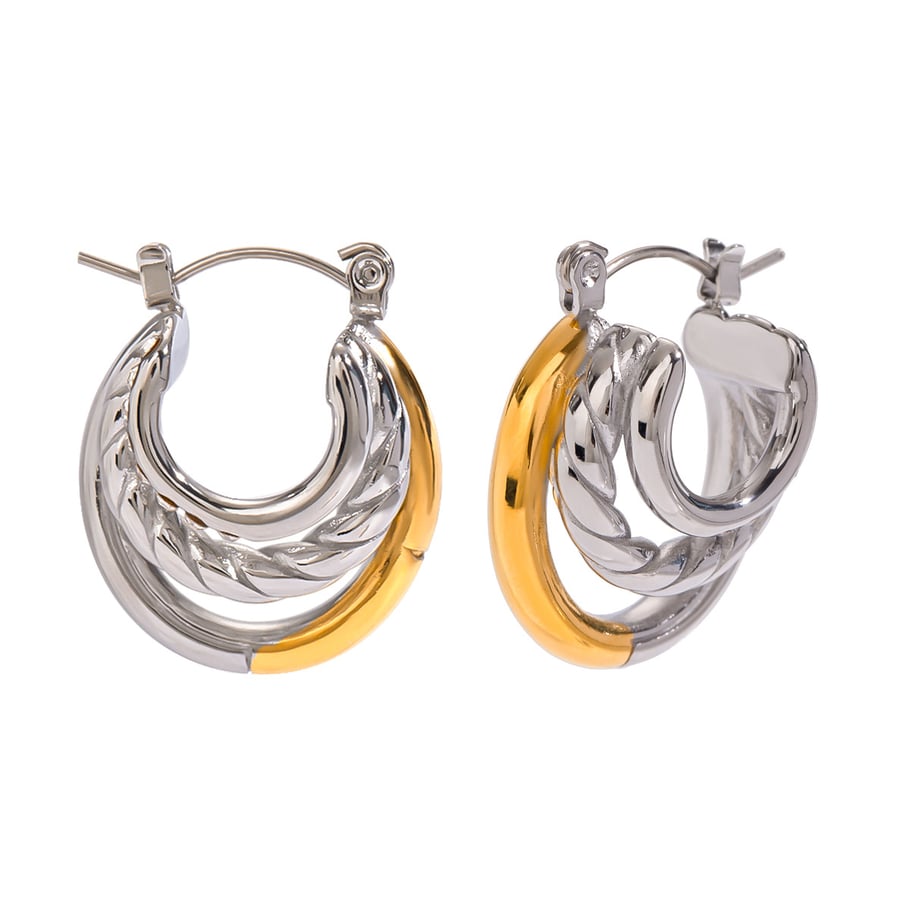 1 Pair Simple Series Daily Geometric Stainless Steel 18K Gold Plated Zircon Women Hoop Earrings Picture5