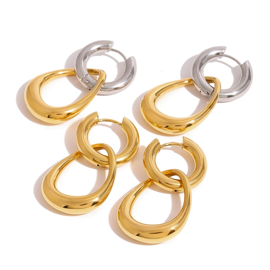 1 Paar einfache geometrische Ohrringe aus Edelstahl mit 18 Karat Vergoldung für Damen Bild6