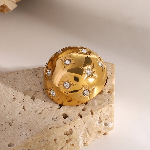 1 Pair Simple Series Classic Geometric Stainless Steel 18K Gold Plated Rhinestone Women Brooches 2