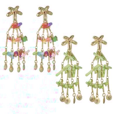 1 Pair Vacation Series Cute Beads Tassels Gold Color Stainless Steel Women's Drop Earrings h5 Picture2