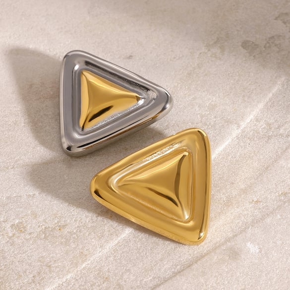 1 paar eenvoudige serie casual geometrische roestvrij staal 18K vergulde vrouwen broches