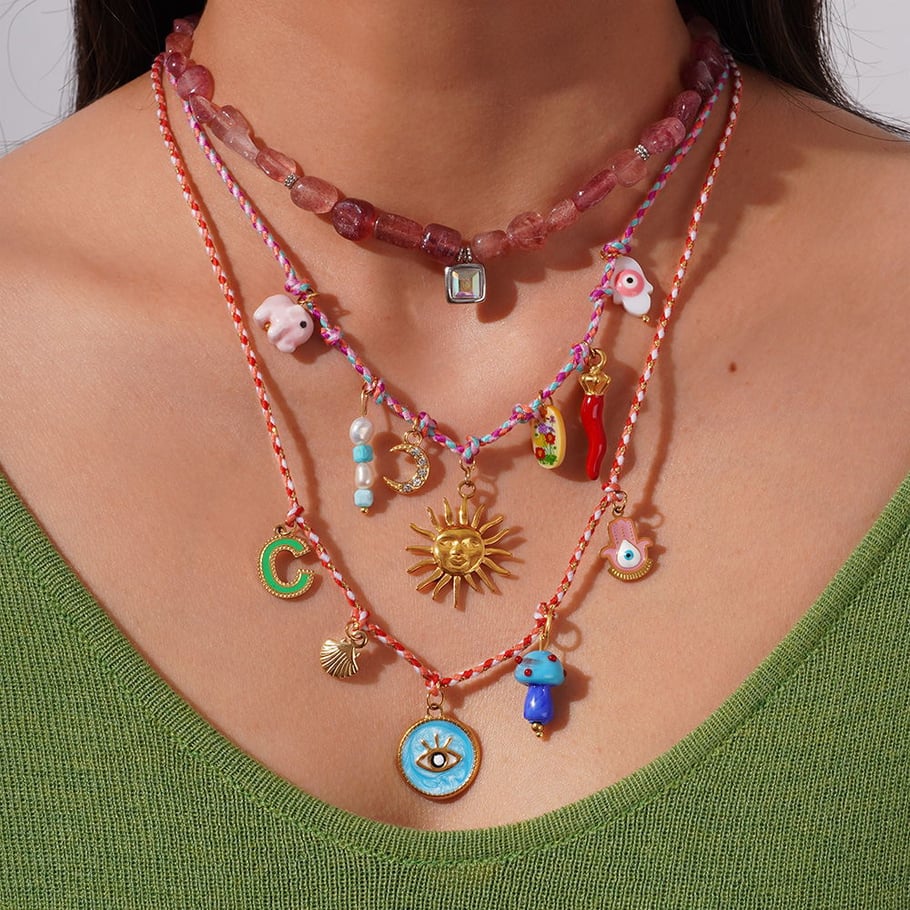 1 Piece Polychrome Series Sweet Sun Sennit Stainless Steel Gold Color Women's Pendant Necklaces Picture4