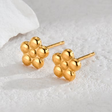 1 paire de boucles d&#39;oreilles à tige en acier inoxydable plaqué or 18 carats pour femme, série Simple, motif végétal classique h5 Image3