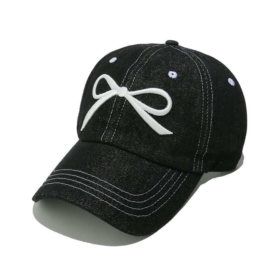 Cappelli da donna in cotone con fiocco casual, serie semplice, 1 pezzo 