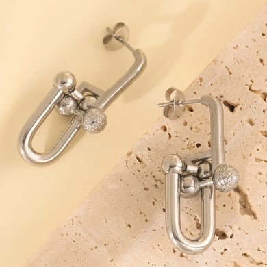 1 Pair Simple Series Daily Geometric Titanium Steel   Gold Color  Women's Stud Earrings h5 Picture4