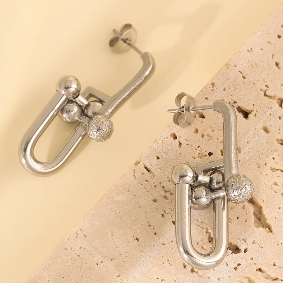 1 Pair Simple Series Daily Geometric Titanium Steel   Gold Color  Women's Stud Earrings Picture4