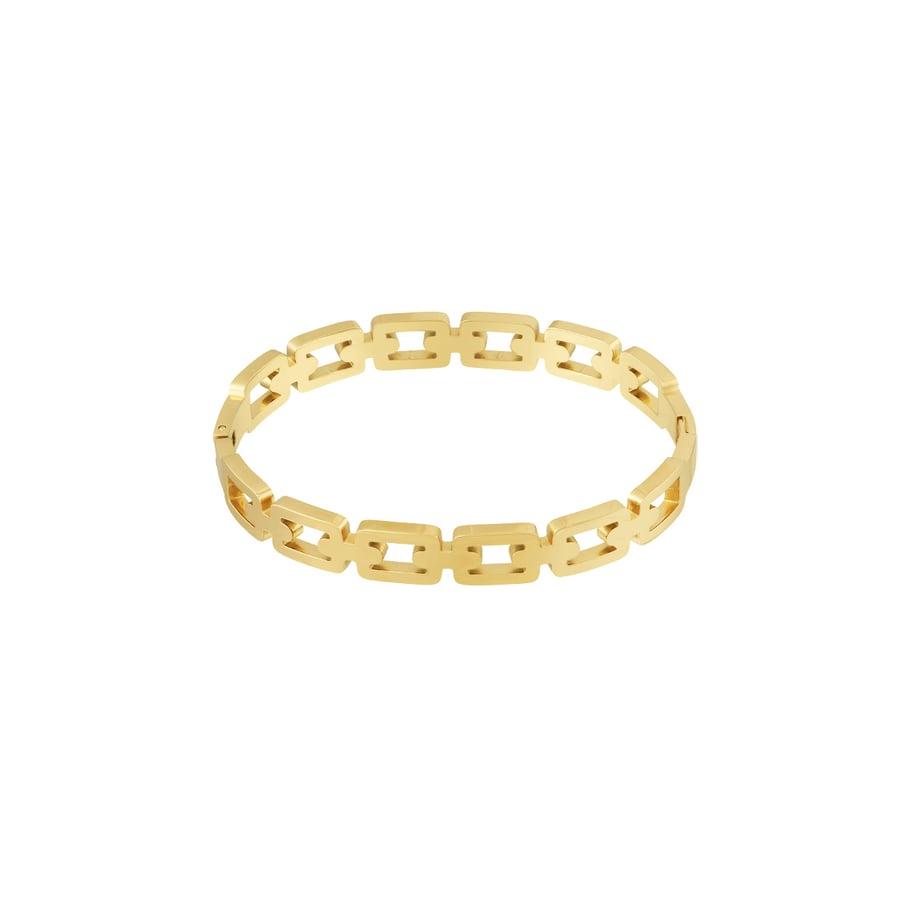 1 Piece Simple Series Classic Chain Patchwork Stainless Steel Gold Color Women's Bangles Picture5