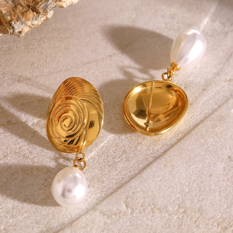 1 Pair Simple Series Elegant Turtle Stainless Steel 18K Gold Plated Artificial Pearl Women Drop Earrings Picture4