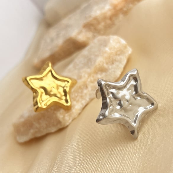 1 pezzo semplice serie retrò stella in acciaio inossidabile color oro anelli regolabili da donna 2