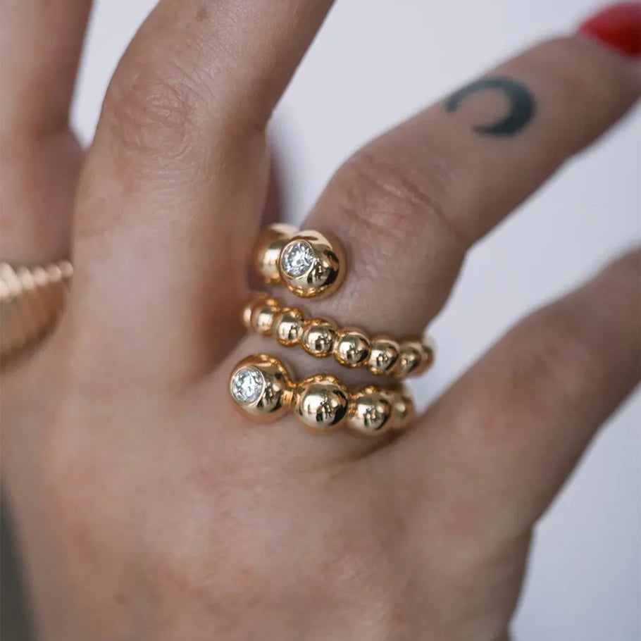 1 Paar einfache Serie elegante ringförmige Edelstahl 18 Karat vergoldet Strass Damen Einzelringe Bild8