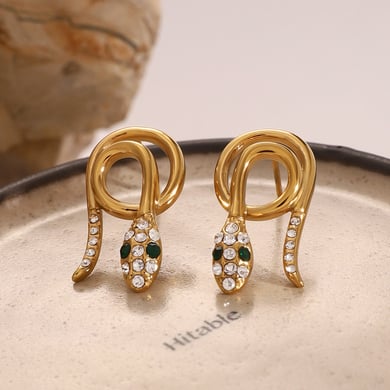 1 Paar Simple Series Punk Animal Edelstahl 18 Karat vergoldet Strass Damen Ohrstecker h5 Bild3