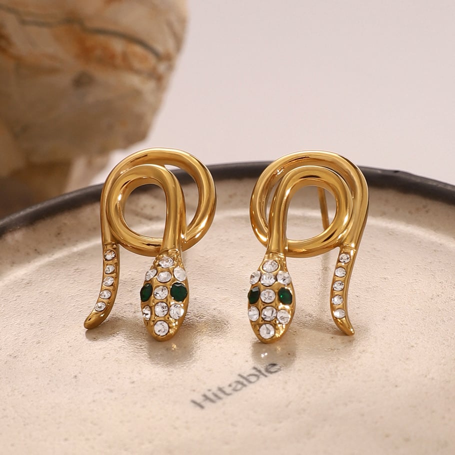 1 Paar Simple Series Punk Animal Edelstahl 18 Karat vergoldet Strass Damen Ohrstecker Bild3