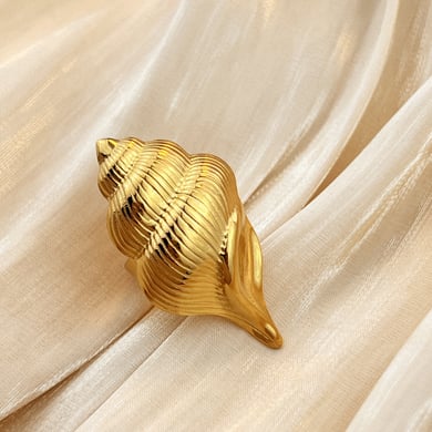 1 Piece Whelk Stainless Steel Gold Color Women's Adjustable Rings h5 Picture4