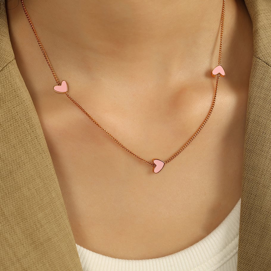 1 Stück Simple Series Simple Heart Edelstahl 18 Karat vergoldet Damen-Halsketten mit Anhänger Bild8