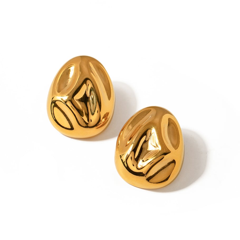 1 Pair Daily Series Fascinating Wrinkles Texture Stainless Steel Gold Color Women's Stud Earrings Picture8
