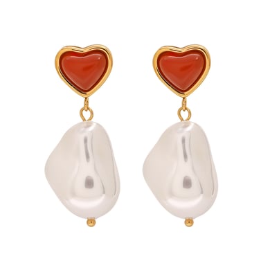 1 Pair Romantic Series Sweet Heart Elegant Stainless Steel Gold Color Women's Irregular Drop Earrings h5 Picture6