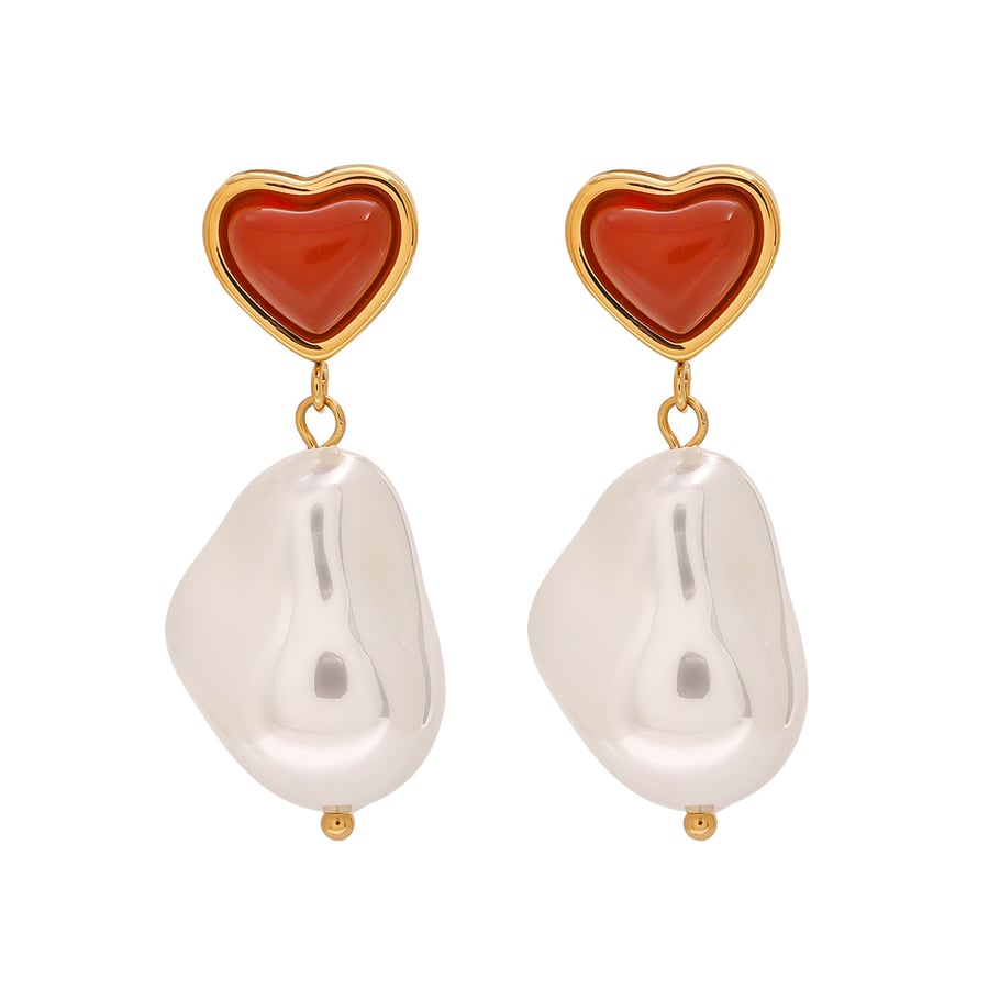 1 Pair Romantic Series Sweet Heart Elegant Stainless Steel Gold Color Women's Irregular Drop Earrings Picture6