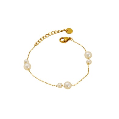 1 Piece Daily Stainless Steel 18K Gold Plated Artificial Pearl Women Chain Bracelets h5 Picture6