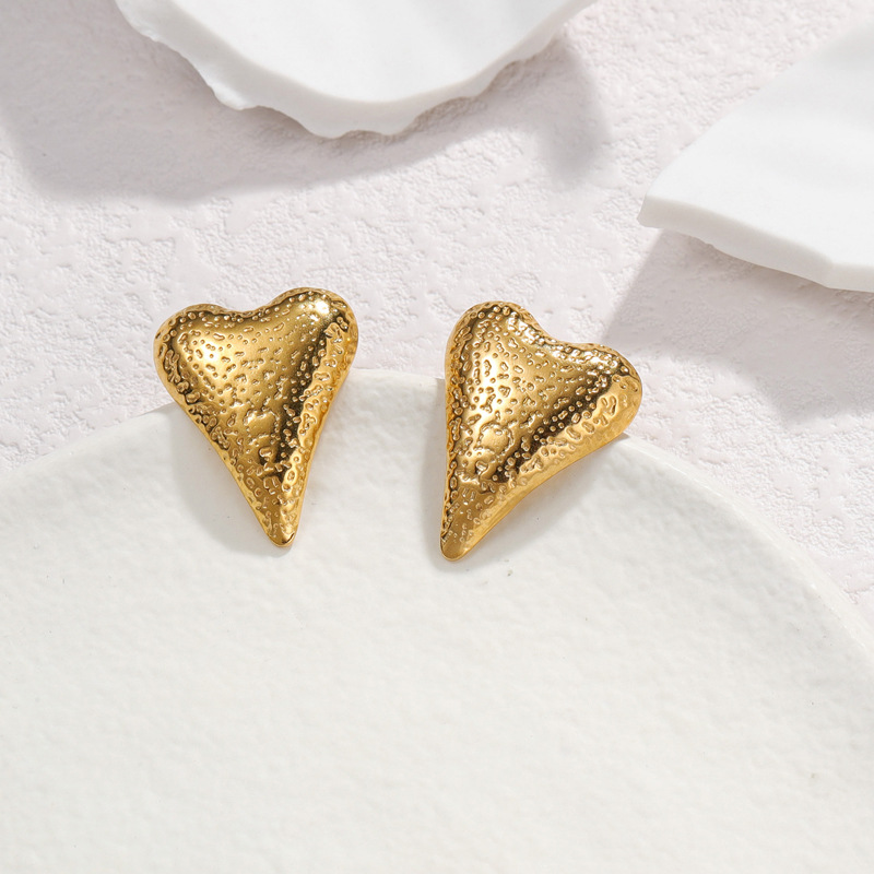 1 paire de boucles d&#39;oreilles à tige rétro en acier inoxydable plaqué or 18 carats pour femme, série Simple Image2