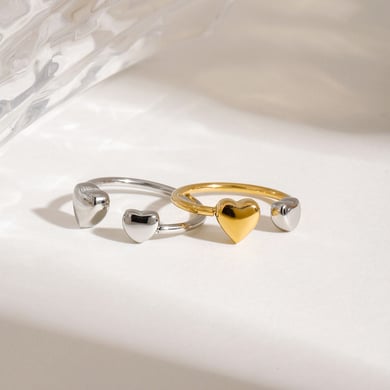 1 Paar Romantische Serie Elegante Herz Edelstahl Gold Farbe Überzogene Damen Verstellbare Ringe h5 Bild3