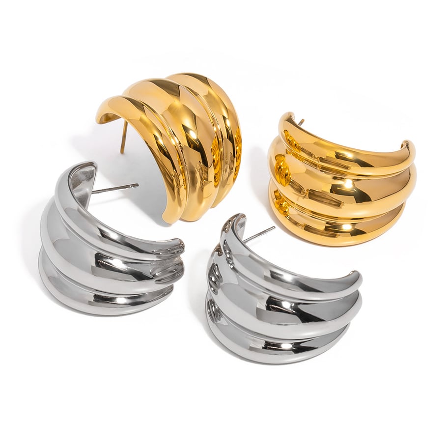 1 Pair Simple Series ins style Strip Stainless Steel 18K Gold Plated Women Stud Earrings Picture6