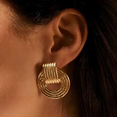 1 Paar geometrische Retro-Ohrstecker der Simple Series, 18 Karat vergoldet h5 Bild2