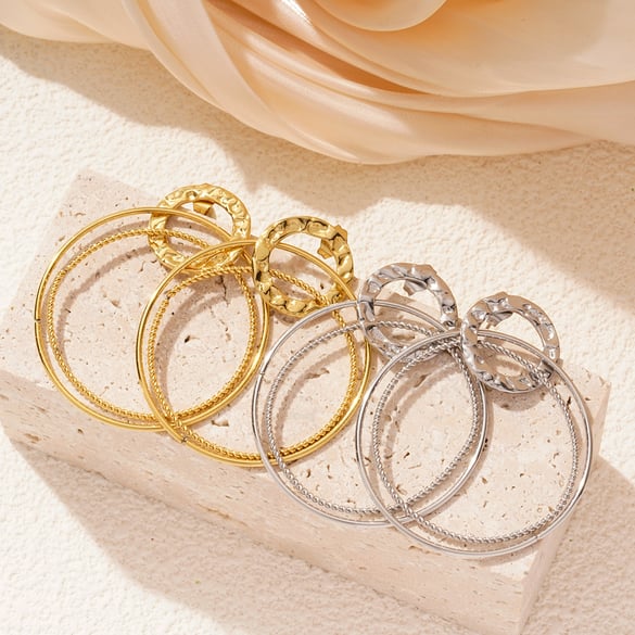 1 paar Simple Series Daily geometrische oorbellen van roestvrij staal en goudkleur voor dames 2
