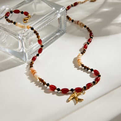 1 Piece Ethnic Series Elegant Animal Stainless Steel 18K Gold Plated Artificial Pearl Women Pendant Necklaces h5 Picture4