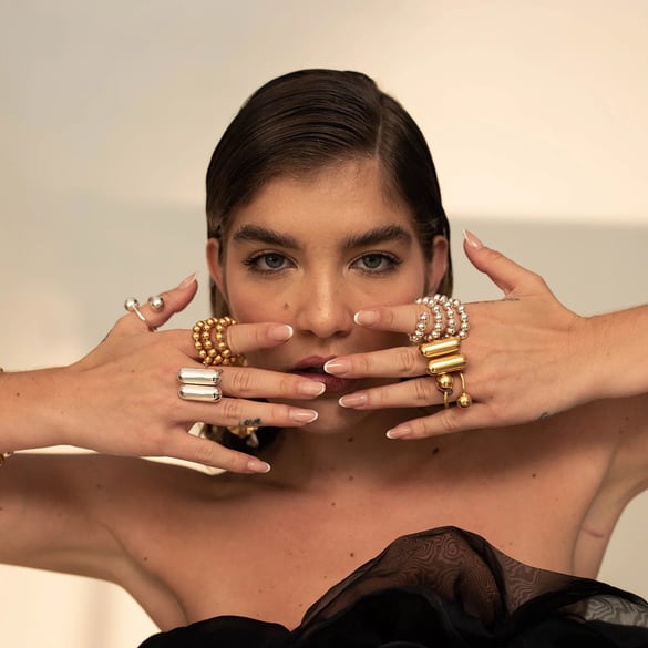1 Pair 18k gold stainless steel ring fashionable trend niche unique double capsule shape open ring unisex adjustable ring 2