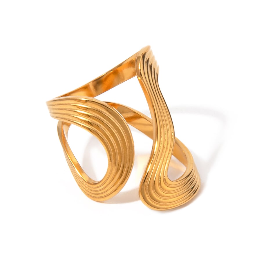 1 Piece Simple Style Irregular Geometric Stainless Steel 18K Gold Plated Women's Adjustable Rings Picture6