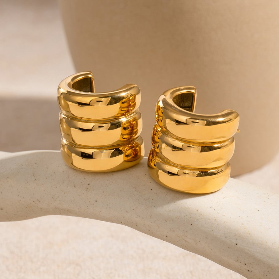1 Pair Thread Stainless Steel Gold Color Stud Earrings h5Picture3