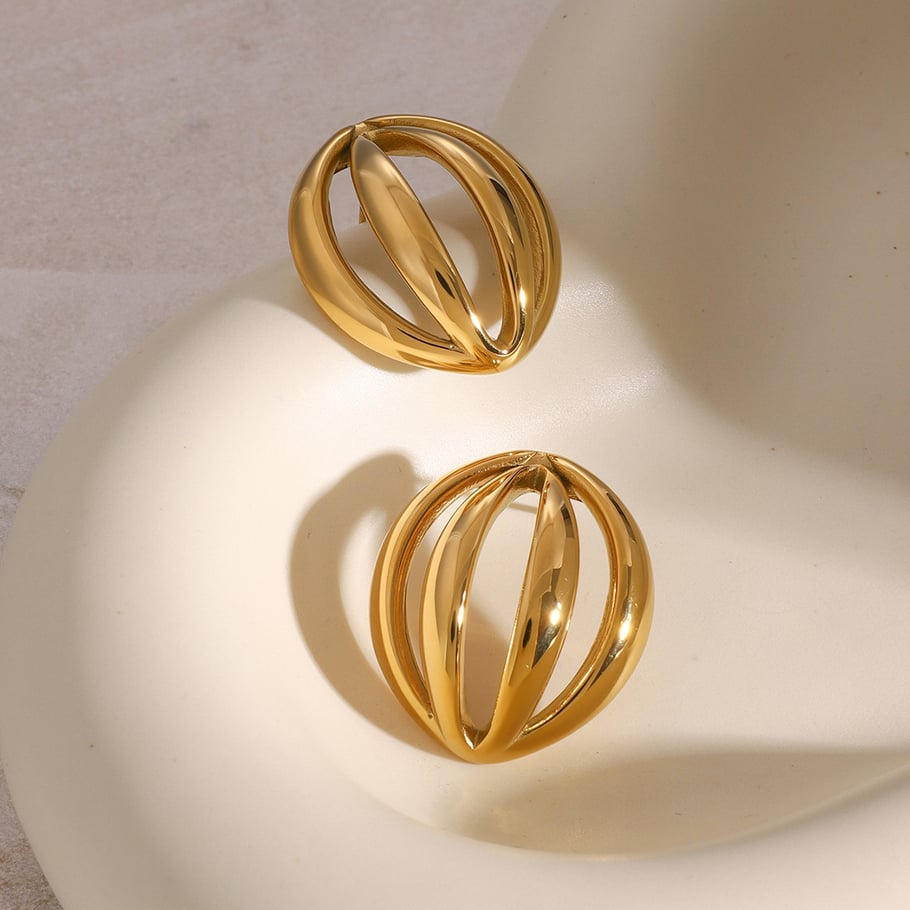 1 Pair Simple Series Simple Geometric Stainless Steel 18K Gold Plated Women Stud Earrings Picture4