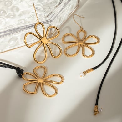 1 paire de boucles d&#39;oreilles en acier inoxydable 18 carats de style INS transfrontalier, simples et élégantes, style avancé, boucles d&#39;oreilles en forme de fleur, accessoires pour femmes h5 Image4