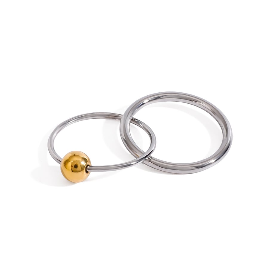 1 Piece Modern Series Double Round All-match Stainless Steel Gold Color Women's Single Rings Picture7