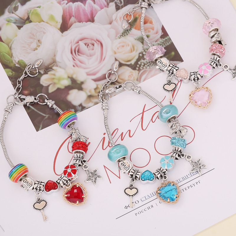 Bracelet Panjia transfrontalier européen et américain, nouveau bijou à main en cristal d&#39;amour DIY B295 Image4