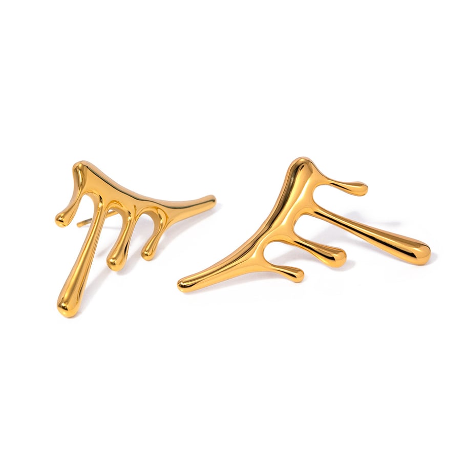1 Pair Simple Series Simple irregular Stainless Steel 18K Gold Plated Women Stud Earrings Picture5