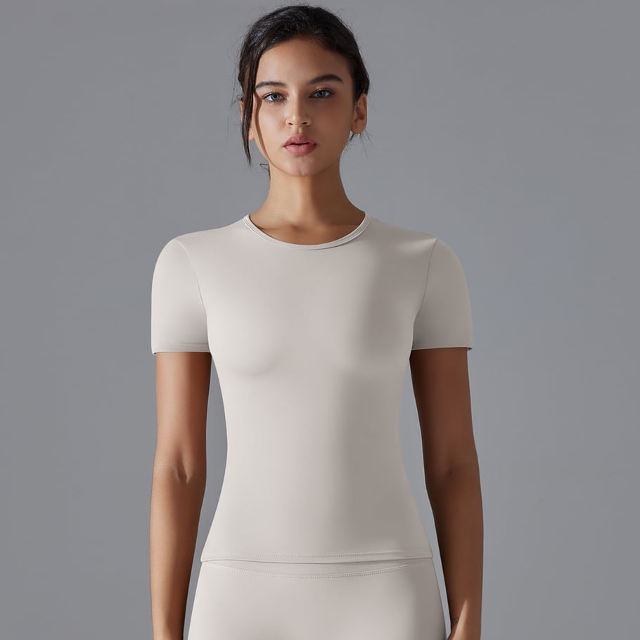 1 Piece High Elastic Skin Tight Breathable Yoga Short Sleeved Women's Sports T Shirt Picture6
