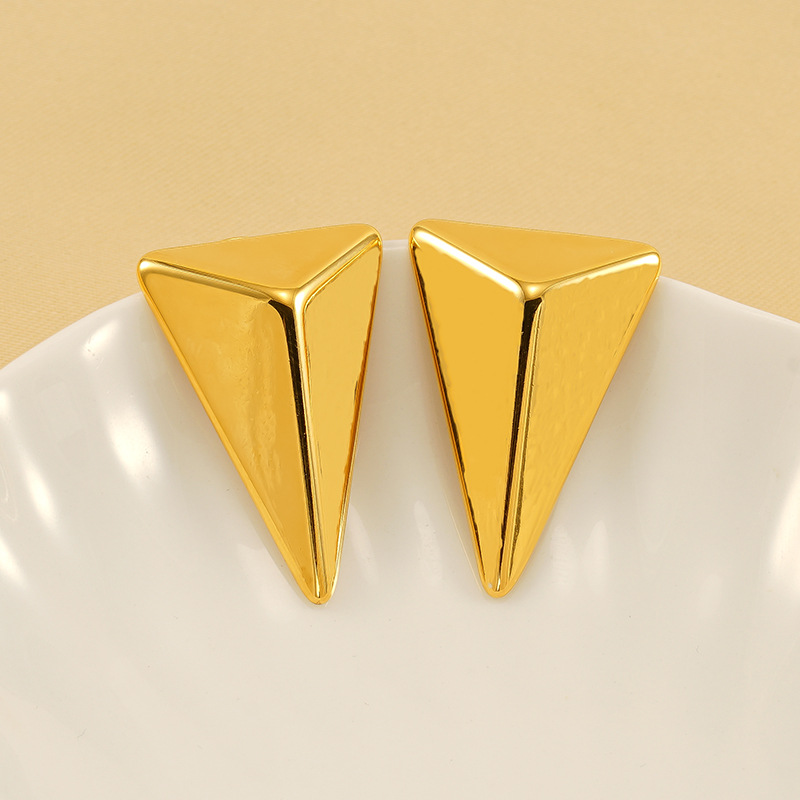1 Pair Simple Series Simple Titanium Steel 18K Gold Plated Women Stud Earrings Picture5