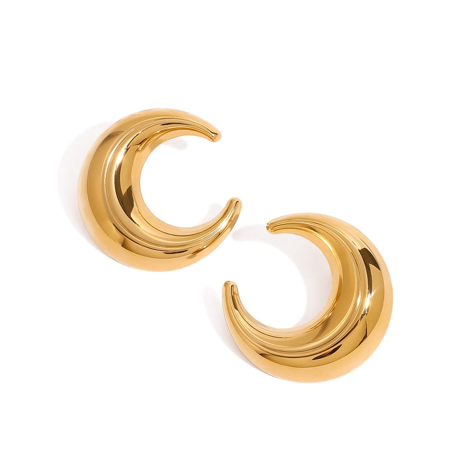 1 Paar Simple Series Europa und Amerika Mond Edelstahl Gold Farbe Damen Ohrstecker Bild7